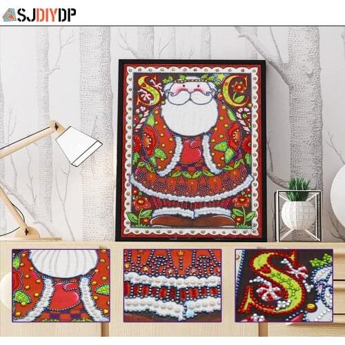 SJDIYDP Special Shaped Diamond Painting Santa Claus 5D Mosaic Embroidery Partial Set Rhinestone Picture Merry Christmas Decorat