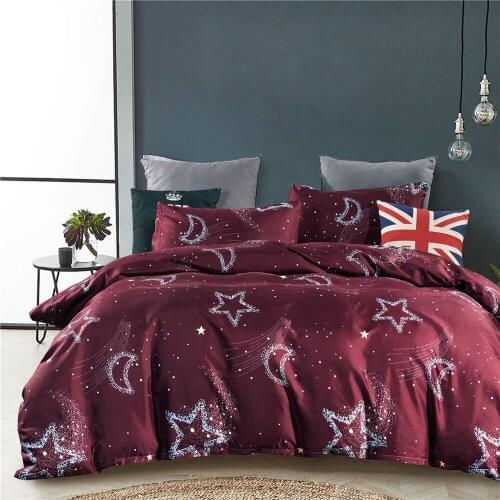 Red White Stars Modern Simple Elegant Comforter Bedding Set Fashion King Queen Twin Size Bed Linen Duvet Cover Sets Pillowcase