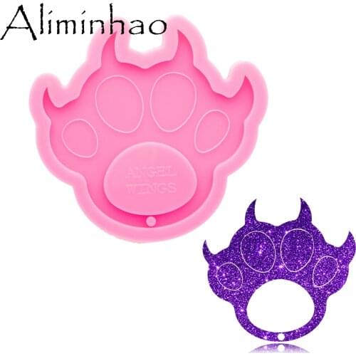 DY0847 Super Shiny Defense Dog Paw Shape Silicone Resin Molds for Keychain - Epoxy Molds - Silicon Rubber Mold Making Keyring