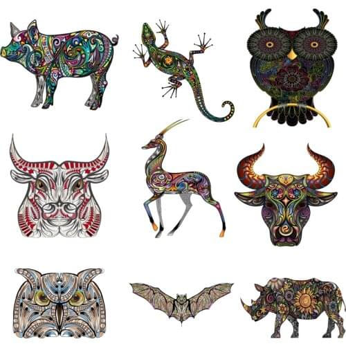 Iron on Transfer for Clothing Thermo-stickers for Punk Clothes Diy Colorful Animals Appliques for Textile Vinyl Stripes Rock C