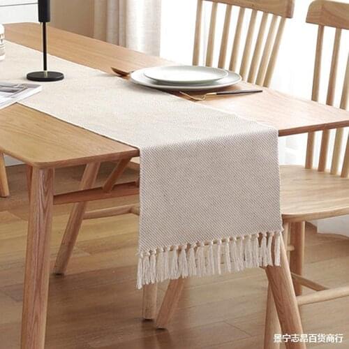 Simple Style Woven Table Cloth Walf Checks/Wave Decorative Table Flag Covers for Dining Room Restaurant