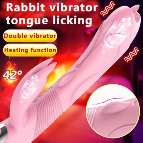 Tongue licking vibration Heating Wand Vibrator Dual Motor G Spot Vibrator Vagina clitoris Massager Female Masturbator Sex Toys