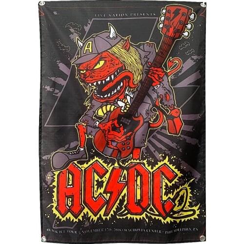 High Quality Rock Theme Four Holes Flag & Banner Canvas Printing Wall Chart Band Logo Metal Music Posters Mural Wall Decor T8