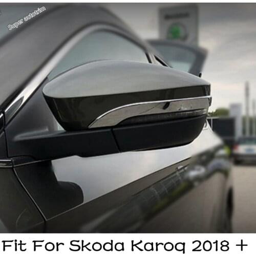 Lapetus Bright Style Car Door Mirror Protector Kit Frame Cover Trim Accessories Exterior Fit For Skoda Karoq 2018 2019 ABS