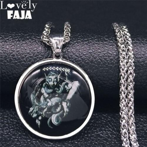 2021 Lock Sigil of AIM Glass Stainless Steel Necklace Women/Men Satan Necklace Lesser Key DEMON SEAL Goetia Jewelry NJ49S03