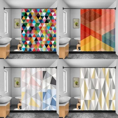 Bath decor Wave Stripe Geometric Bathroom Shower Curtains Frabic Waterproof Polyester Bath Bathroom Curtain with Hooks