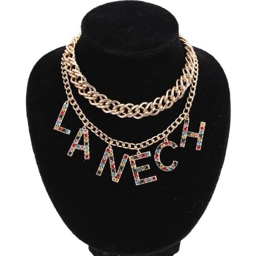 2020 Choker Necklace For Women Custom DIY Rhineston Letter Choker For Women Boho Sexy Lady Nacklace Ketting Fashion Jewelry Gift