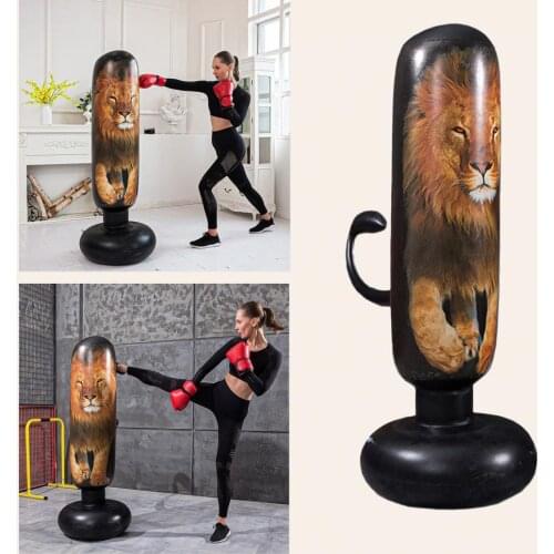 1.6m Inflatable Punching Bag Training Boxing Bag Lion Shape Releases Stress PVC Stereo Thicken Fitness Sandbag for Adult