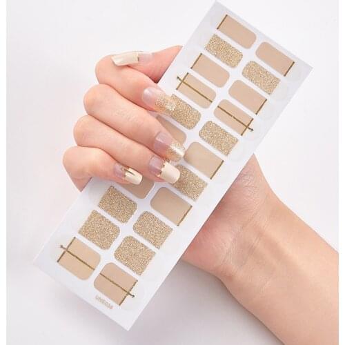 22 Tips/Sheet Solid Color And Striped Manicure Nails Sticker Designer Minimalist Design Manicure Decoration Sticker For Nails