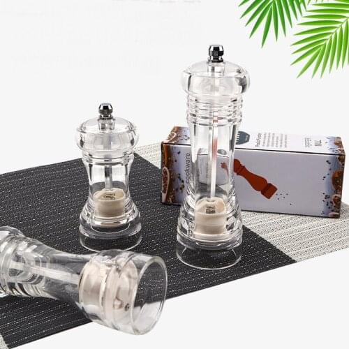 Acrylic Combo Pepper Mill and Salt Shaker with Adjustable Mill Grinder Set Handheld Coarseness Seasoning Mechanism BBQ Tools