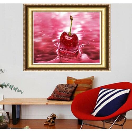 Cherries Cherries On The Water Diamond Mosaic Diamond Embroidery Scenic Diamond Cross Stitch Crystal Square Diamond Sets