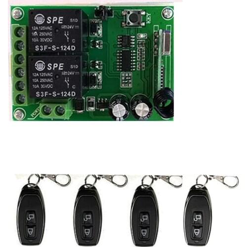 DC24V 2CH 2Channe RF Wireless Remote Control Switch teleswitch With metal Transmitter light /lamp/ window/Garage Doors shutters