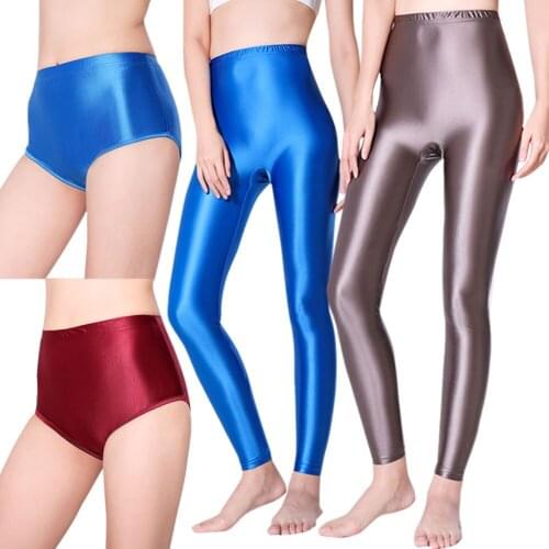 Glitter leggings glossy high waist tights trousers exercise swimming trunks sweatpants skinny sports stretch pants unisex briefs