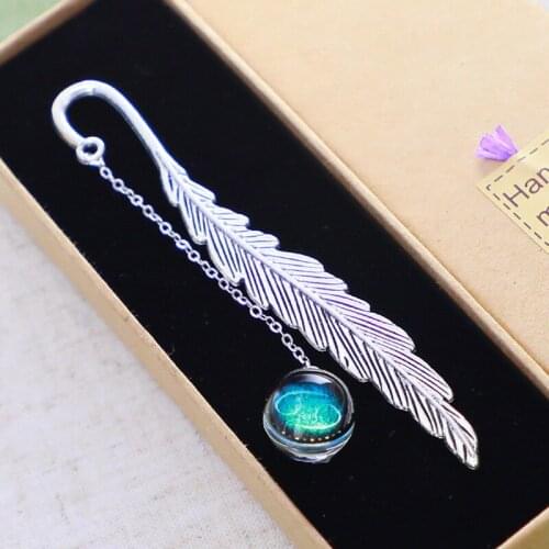 Birthday Constellations Metal Feather Bookmark Luminous Pendant Is Practical Creatives Gift for Readers Student Friend