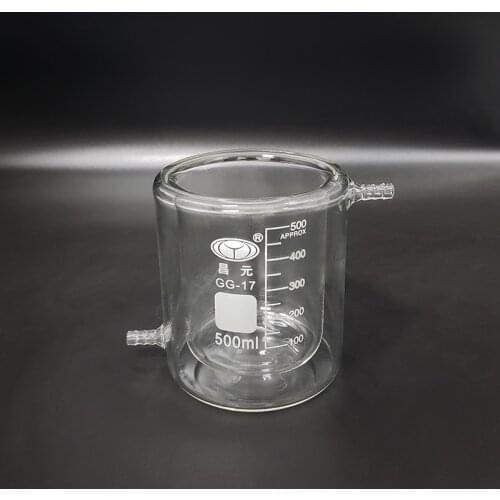 Double-deck beaker with tick mark,Capacity 500ml,Double-layer cold trap,Photocatalytic reaction bottle