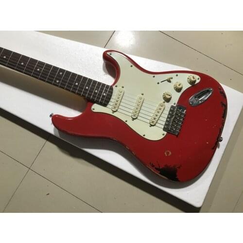 The factory exports high quality ST style electric guitar Handmade relic electric guitar Support for custom free delivery