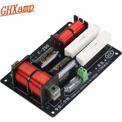 GHXAMP 650W 1300W 2 Way Crossover Audio Board Tweeter Bass Speaker Frequency Divider For 5-8Ohm Stage Speaker Filter 12dB 1PCS