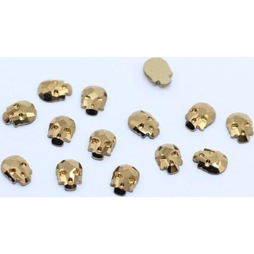 20p 6*8mm Nail Art Crystal Rhinestones Strass Flatback Non Hotfix golden Skull Stone Wedding Personality 3DGem decoration