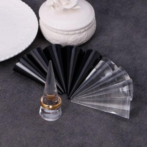 JAVRICK 5Pcs Acrylic Finger Cone Ring Stand Jewelry Display Holder Show Case Organizer Ring Dispaly Stand New Arrival