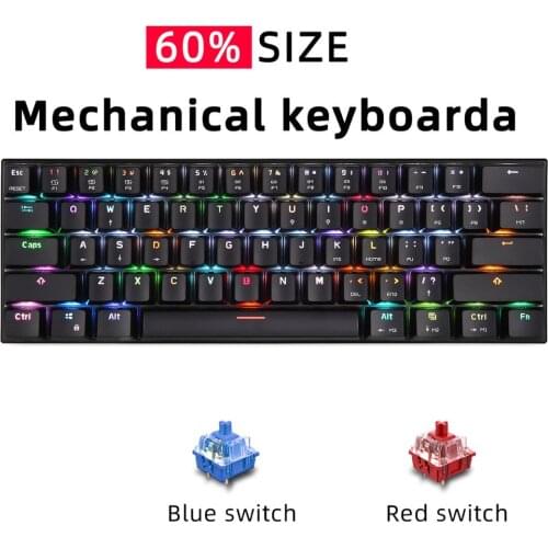 Gaming Keyboard Russian Mechanical Keyyboards Blue Red switch 60% size mini 61 Key RGB Backlight for Gamer Computer Spanish CK61