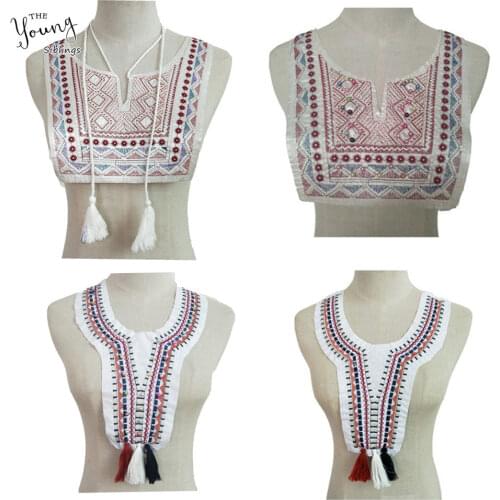 New arrive white Lace Applique Embroidery Fabric Ethnic style Lace Collar Sewing Craft Lace Neckline DIY Clothing Accessories