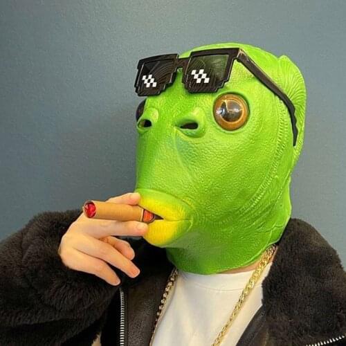 The latest fashionable and interesting green fish mermaid green head monster animal latex headdress