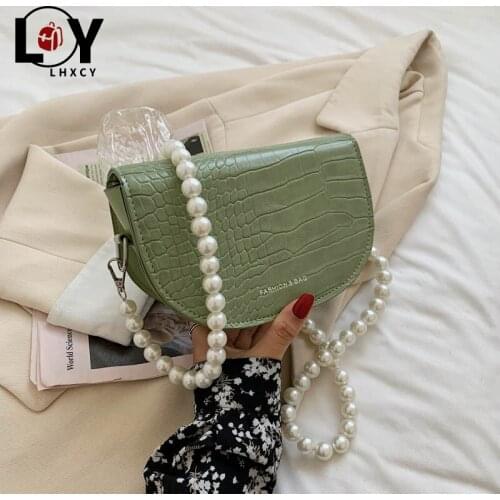 LHXCY Luxury Pearl Fashion Half Moon Luxury Women Purses And Handbags Evening Bag New Serpentine Designer Bags Party Clutch Bags