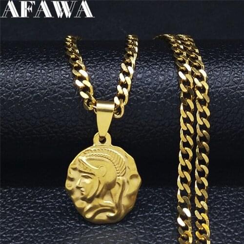 Punk Roman knight Soldier Stainless Steel Statement Necklace for Women/Men Gold Color Necklaces Jewelry collier NK61S02