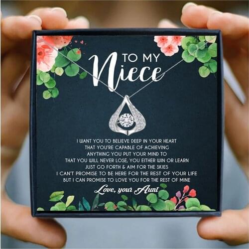 Fashion Drop Crystal Necklace for Women Small AAA Zircon Pendant Necklace Family Jewelry Birthday Christmas Gift to Niece