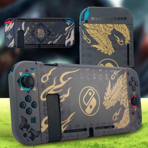 Soft TPU Skin Matte Joycon Protective Case for Monster Hunter RISE Nintendo Switch NS Joy-Con Back Housing Shell Cover Protector