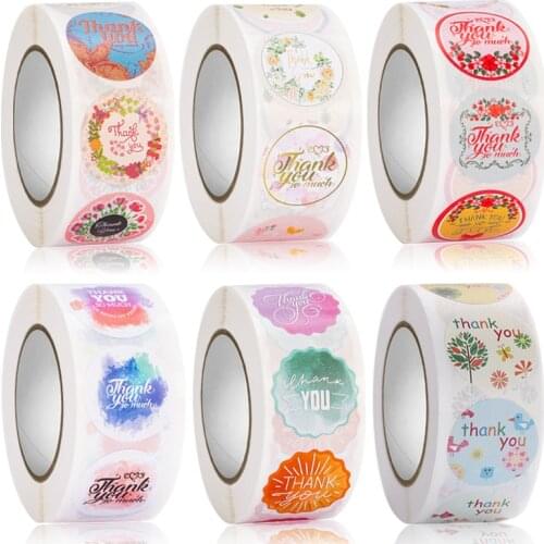 500pcs/roll Variety Of Spot Gift Stickers Flower Self-Adhesive Label Thank You Sealing Sticker Wholesale Party Wedding Supplies