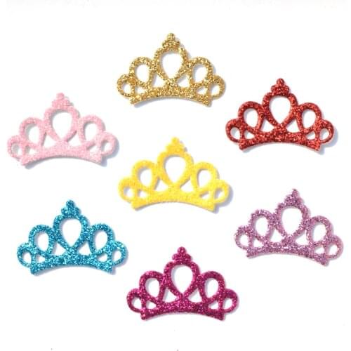 40Pcs Mixed Glitter Leather Fabric Patches Crown Felt Applique for Craft/Clothes DIY Scrapbooking Accessories K00