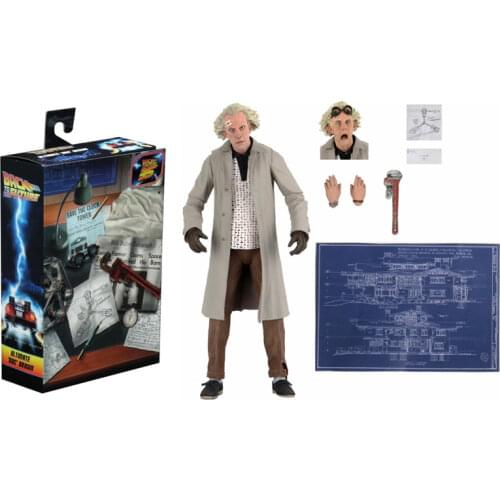 Real Photo Marty McFly Doc Brown Figure NECA Back To The Future Sports Almanac Martin Biff Tannen Model Toy Doll