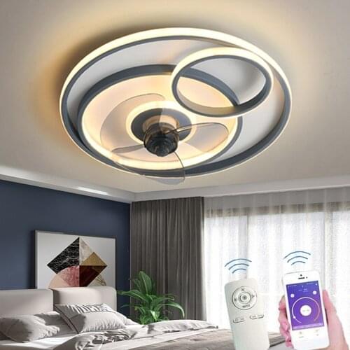 Ceiling LED Fan Light Modern Creative Chandelier Macarons Simple Invisible Silent Stepless Dimming Home Bedroom Restaurant Club