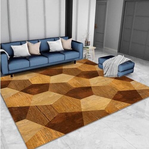 Crystal velvet geometric simple living room blanket wood grain tea table bedroom carpet three dimensional printing carpet
