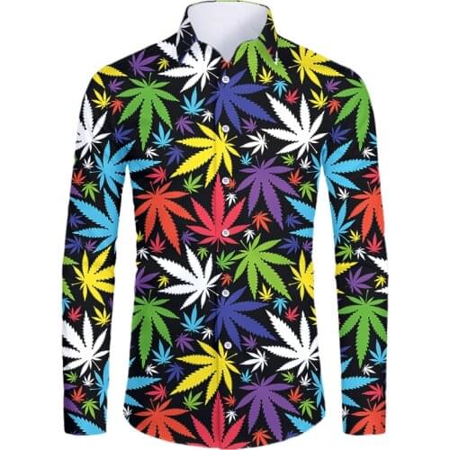 IFPD EU Size Maple Colorful Leaf Long Sleeve Shirts Fashion Men Women Plant 3d Print Shirt Summer Harajuku Plus Size Streetwear
