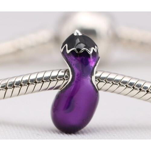 Authentic S925 Bead Eggplant Charm fit Lady Bracelet Bangle DIY Jewelry