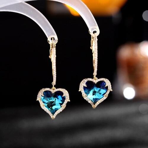 New design sense Earrings geometry S925 silver needle retro Love Crystal Earrings simple temperament foreign party Earrings