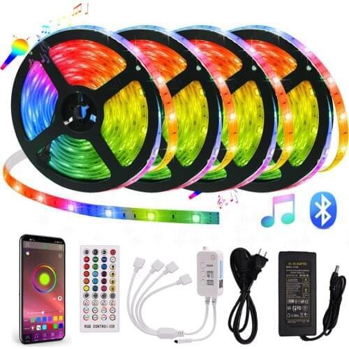 DC12V Bluetooth RGB LED Strip Light+Remote SMD5050 30Leds/m Flexible Ribbon Waterproof Music Control RGB Tape Diode 5M-50M