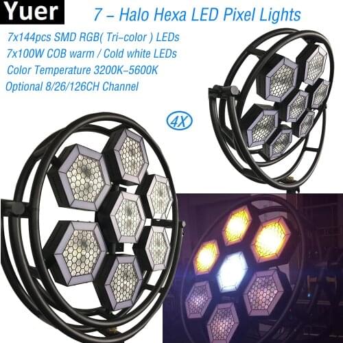 4Pcs/Lot High Power 7-Halo Hexa LED Pixel Light LED Light DJ Party Club Bar Effect light Show Strobe Disco Light