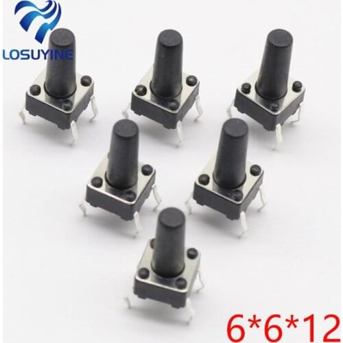 50pcs/lot 6x6x12MM 4PIN G95 Tactile Tact Push Button Micro Switch Direct Self-Reset DIP Top Copper Russia