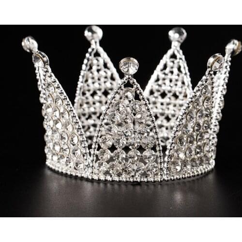 Metal Crystal Diamond Crown Brides Tiaras Happy Birthday Cake Topper Wedding Decoration for Women Party Supplies