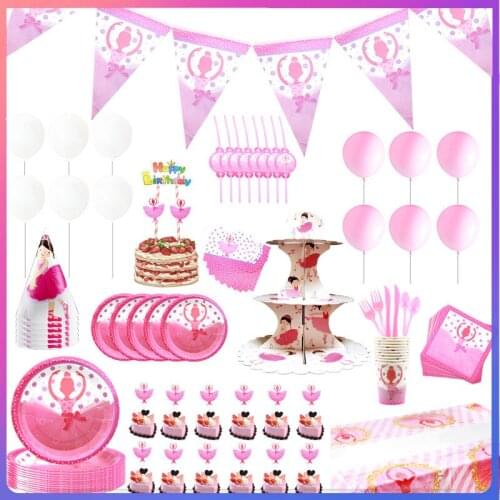 Ballet Birthday Party Tableware Decorations Ballerina Pink Cup Plate Hat Decorations for Baby Shower,Birthday Party Supplies