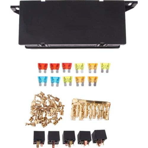 Universal Car Marine Boat 5pin Relay + 11-Way Blade Fuse Holder Box