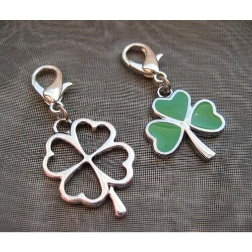 New Jewelry Vintage Four Leaf Clover Charm Lobster Button Pendant For Bracelet Necklace Gift making