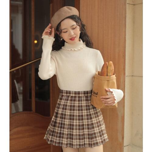 Spring autumn skirt skirt womens 2021 New Retro Plaid pleated skirt college high waist fashion large A-line skirt sexy skirt