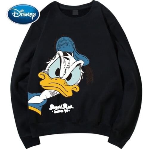 Disney Fashion Donald Duck Cartoon Letter Print O-Neck Pullover Sweatshirt Harajuku Unisex Women Long Sleeve Loose Tops 6 Colors