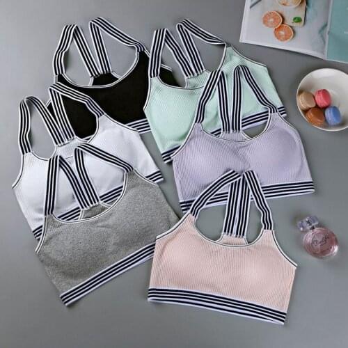 Cross Women Sport Bra Threaded Sport Fitness Suit Summer Cotton Vest Bra Running Wrapped Yoga Tops Sports Underwear Bra Set