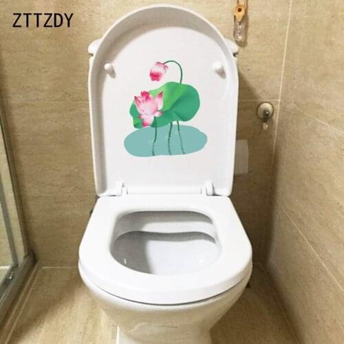 ZTTZDY 18*20.9CM Summer Solstice Flower WC Sticker Toilet Seat Decor Fresh Home Wall Decals T2-0327