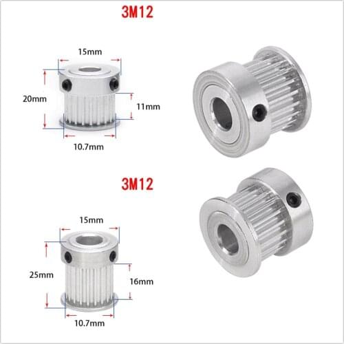 1Pcs K-type 12-18 Teeth 3M Timing Belt Pulley Slot Width 11mm/16mm Bore 3mm-10mm For 10mm/15mm Belt CNC Machine/Step Motor